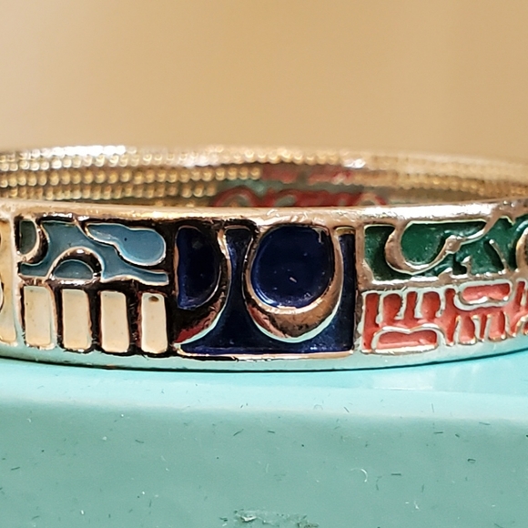 COACH Signature Logo Multi-Color Enamel Bangle Bracelet Mint Condition - Picture 3 of 7